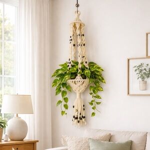 Cream Macrame Plant Hanger